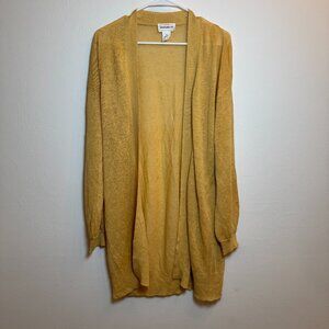 Womens For The Republic M Mustard Yellow 100% Linen Open Front Cardigan Sweater